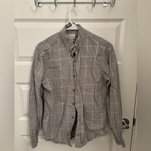 J. Crew Men’s Light Gray Checkered Brushed Flannel Shirt